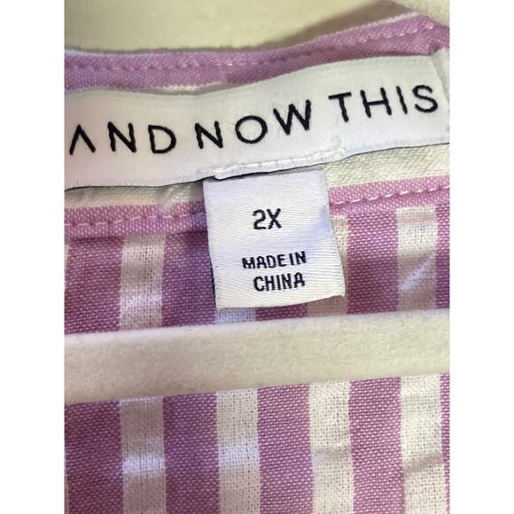 And Now This Striped Shirt Purple & Pink ~ Size 2X or Roomy L ~ Cool Relaxed Fit - Picture 6 of 10
